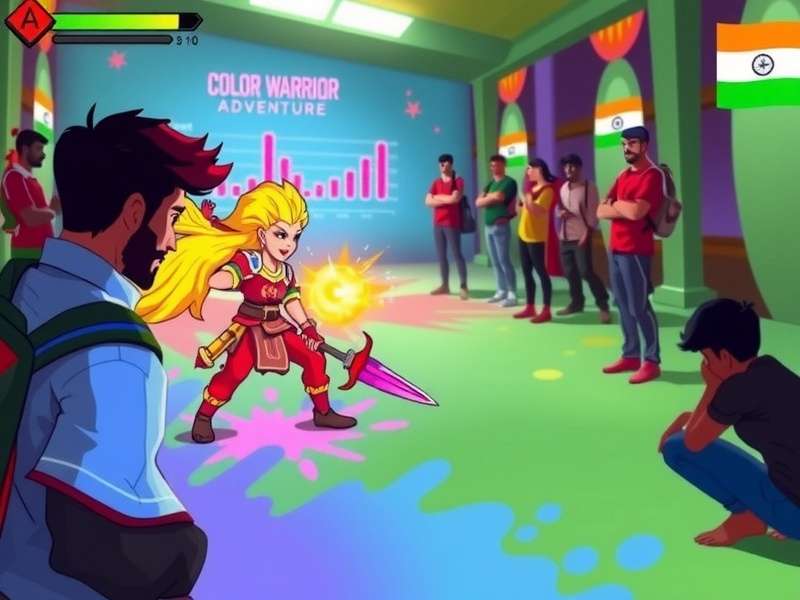 Color Warrior Adventure gameplay screenshot showing vibrant colors and character action